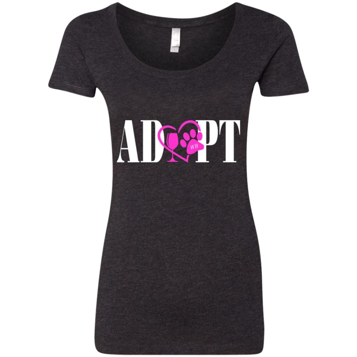 T-Shirts Vintage Black / S WineyBitches.Co “Adopt” Next Level Ladies' Triblend Scoop-Pink Heart-White Lettering WineyBitchesCo