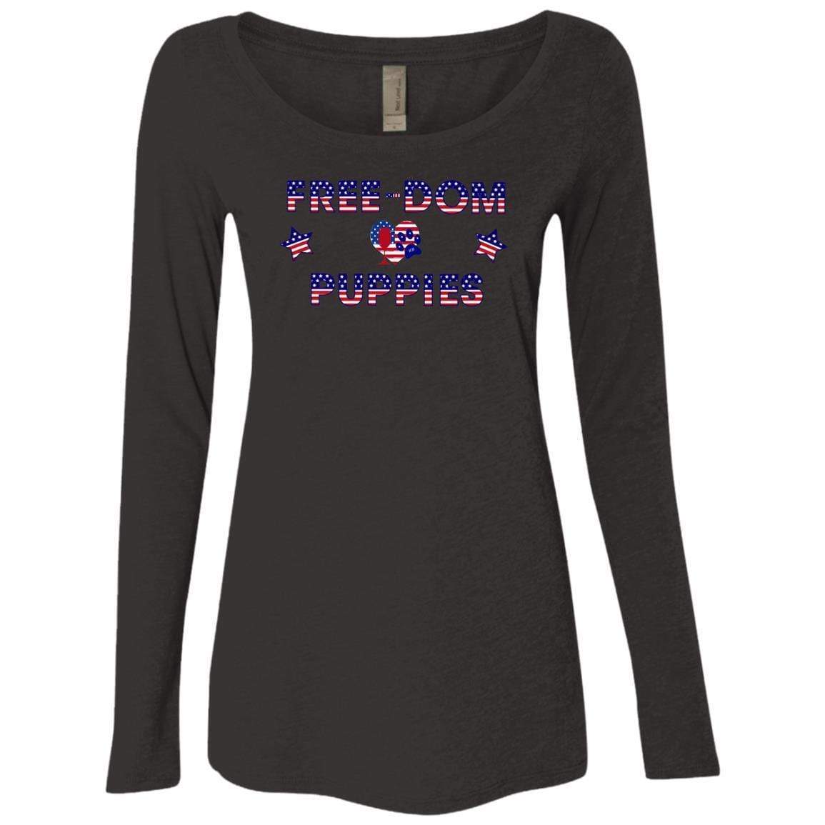 T-Shirts Vintage Black / S WineyBitches.Co Free-Dom Puppies Ladies' Triblend LS Scoop WineyBitchesCo