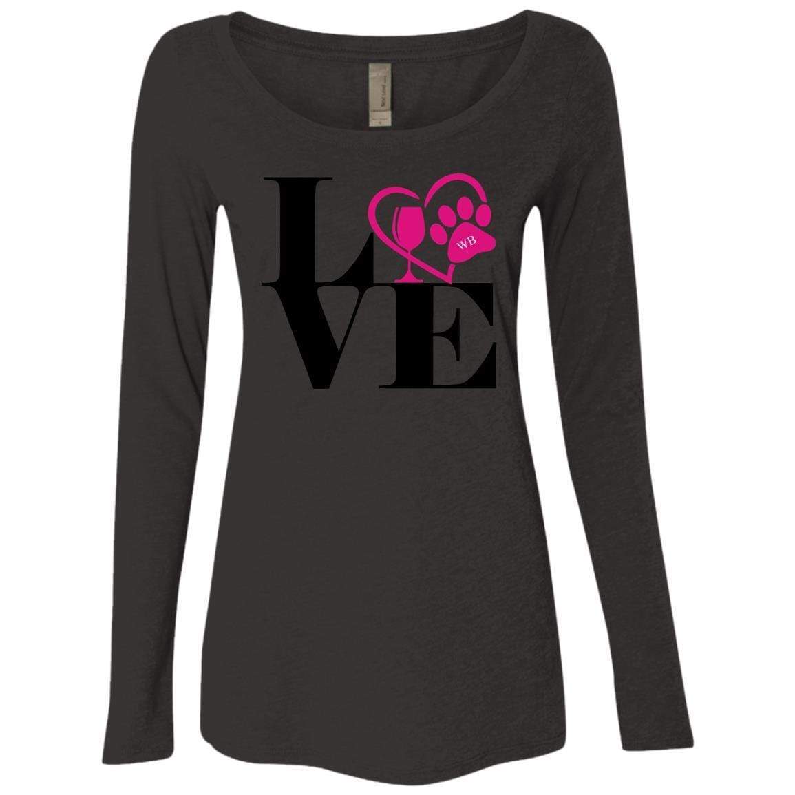 T-Shirts Vintage Black / S WineyBitches.Co "Love Paw 2" Next Level Ladies' Triblend LS Scoop WineyBitchesCo