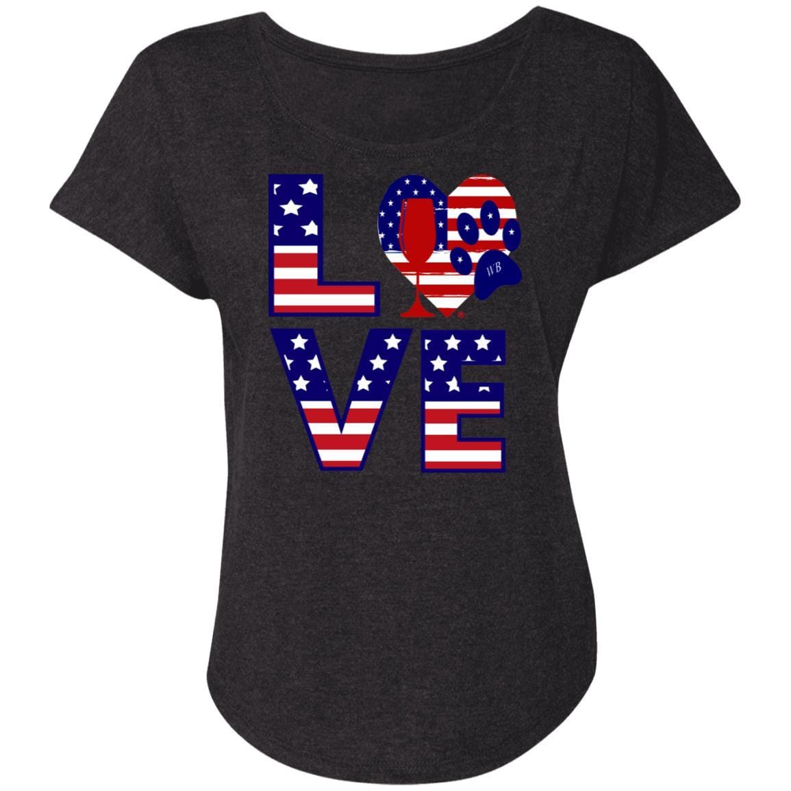 T-Shirts Vintage Black / X-Small Winey Bitches Co "American Love Paw" Ladies' Triblend Dolman Sleeve WineyBitchesCo