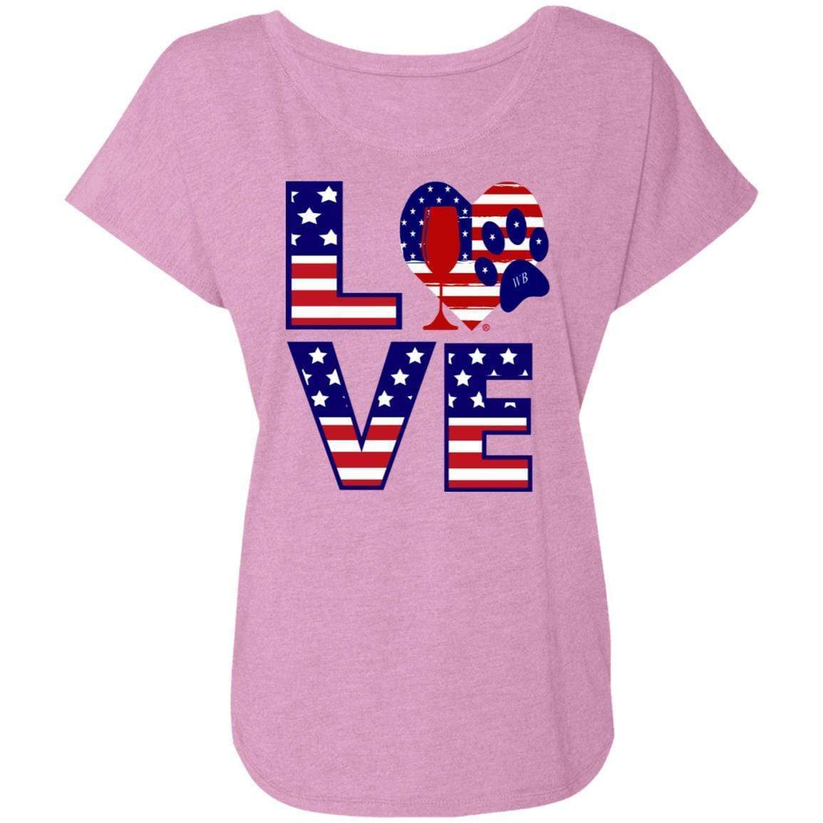 T-Shirts Vintage Lilac / X-Small Winey Bitches Co "American Love Paw" Ladies' Triblend Dolman Sleeve WineyBitchesCo