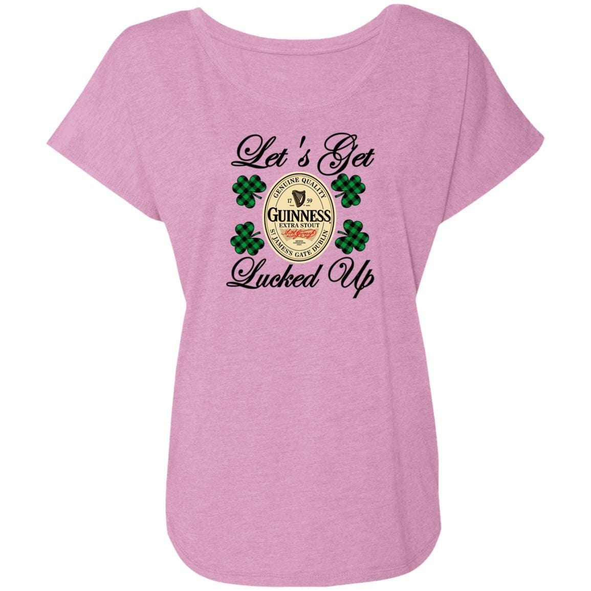 T-Shirts Vintage Lilac / X-Small Winey Bitches Co Ladies' "Let's Get Lucked Up" Guinness Triblend Dolman Sleeve WineyBitchesCo