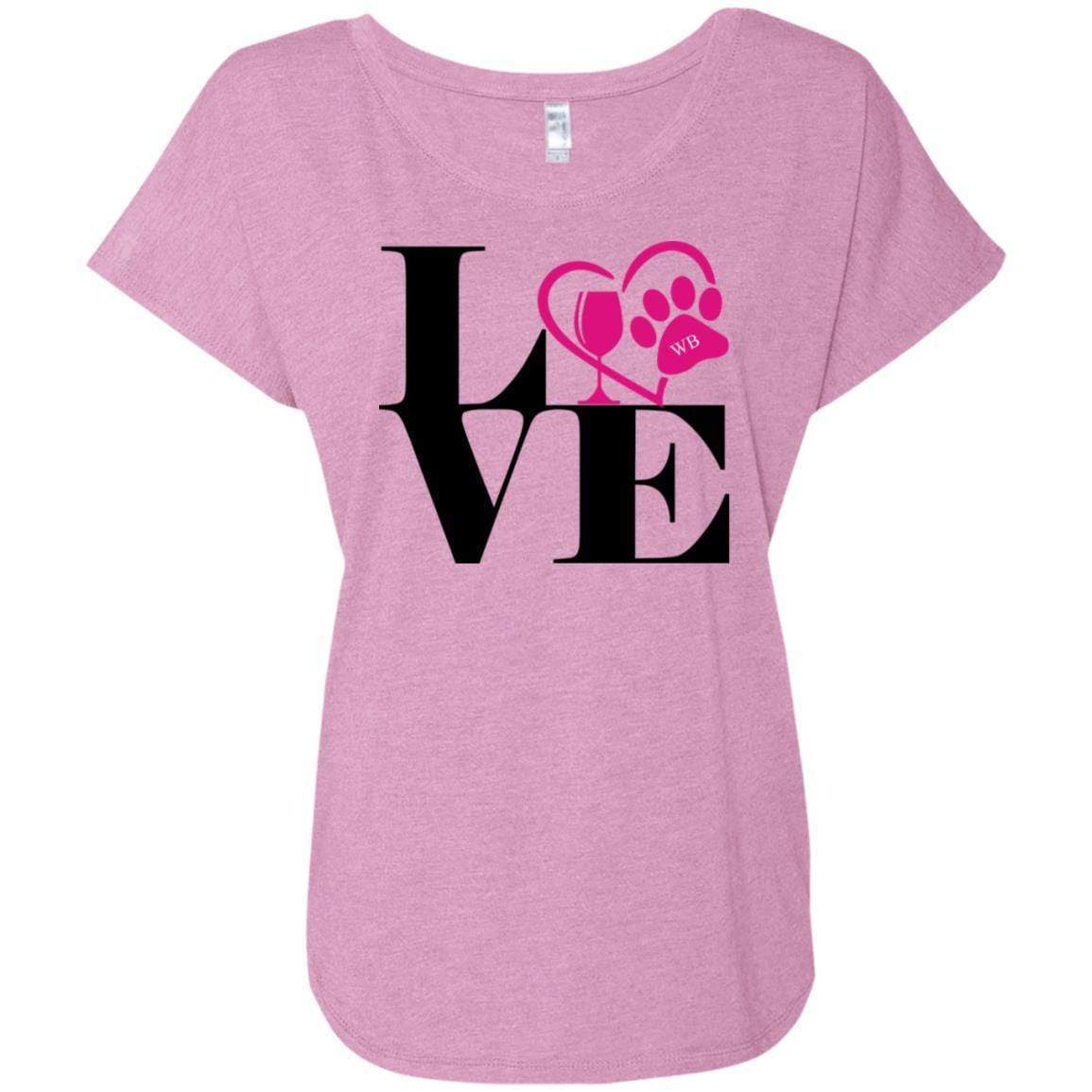 T-Shirts Vintage Lilac / X-Small WineyBitches.Co "Love Paw 2" Ladies' Triblend Dolman Sleeve WineyBitchesCo