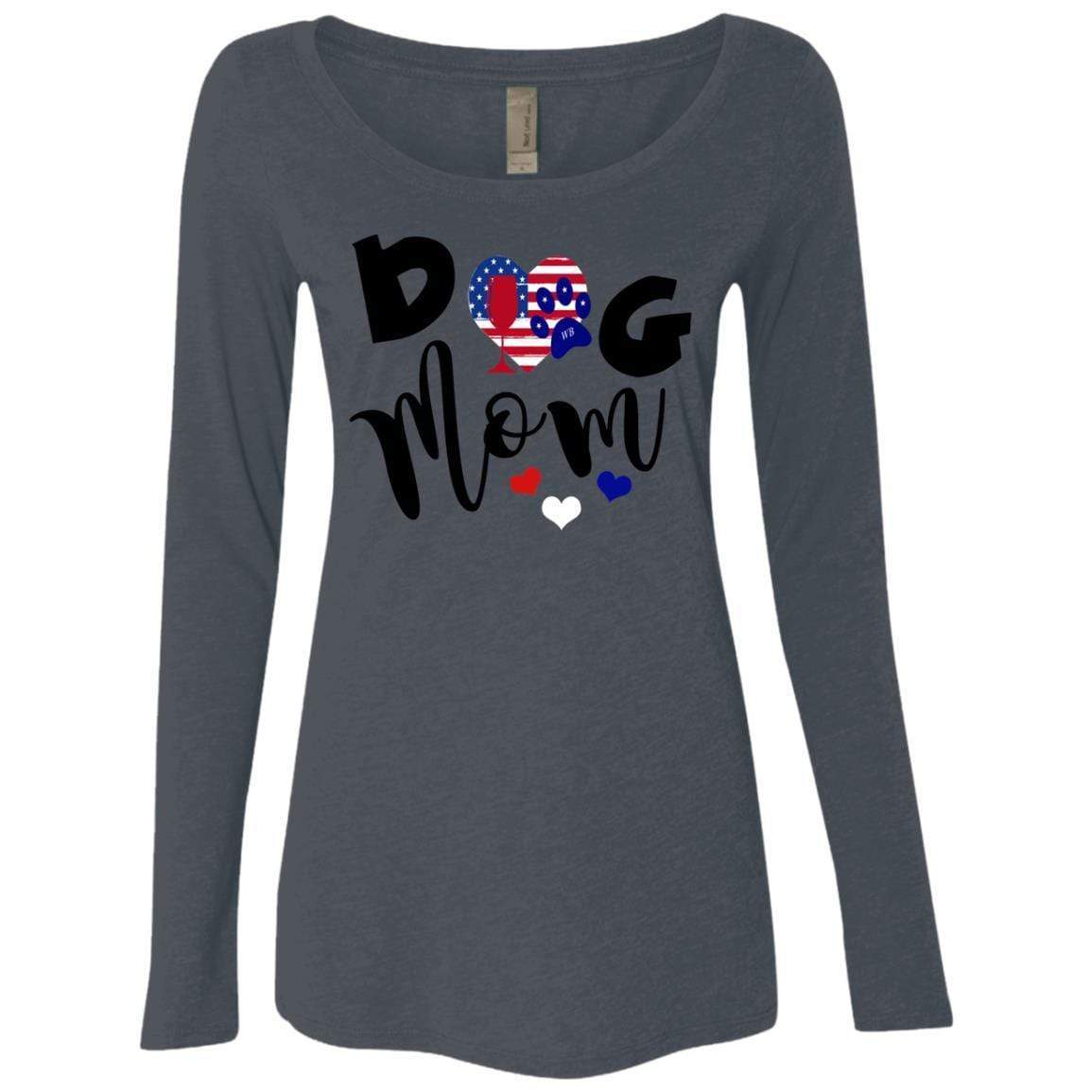 T-Shirts Vintage Navy / S WineyBitches.Co Dog Mom Ladies' Triblend LS Scoop WineyBitchesCo