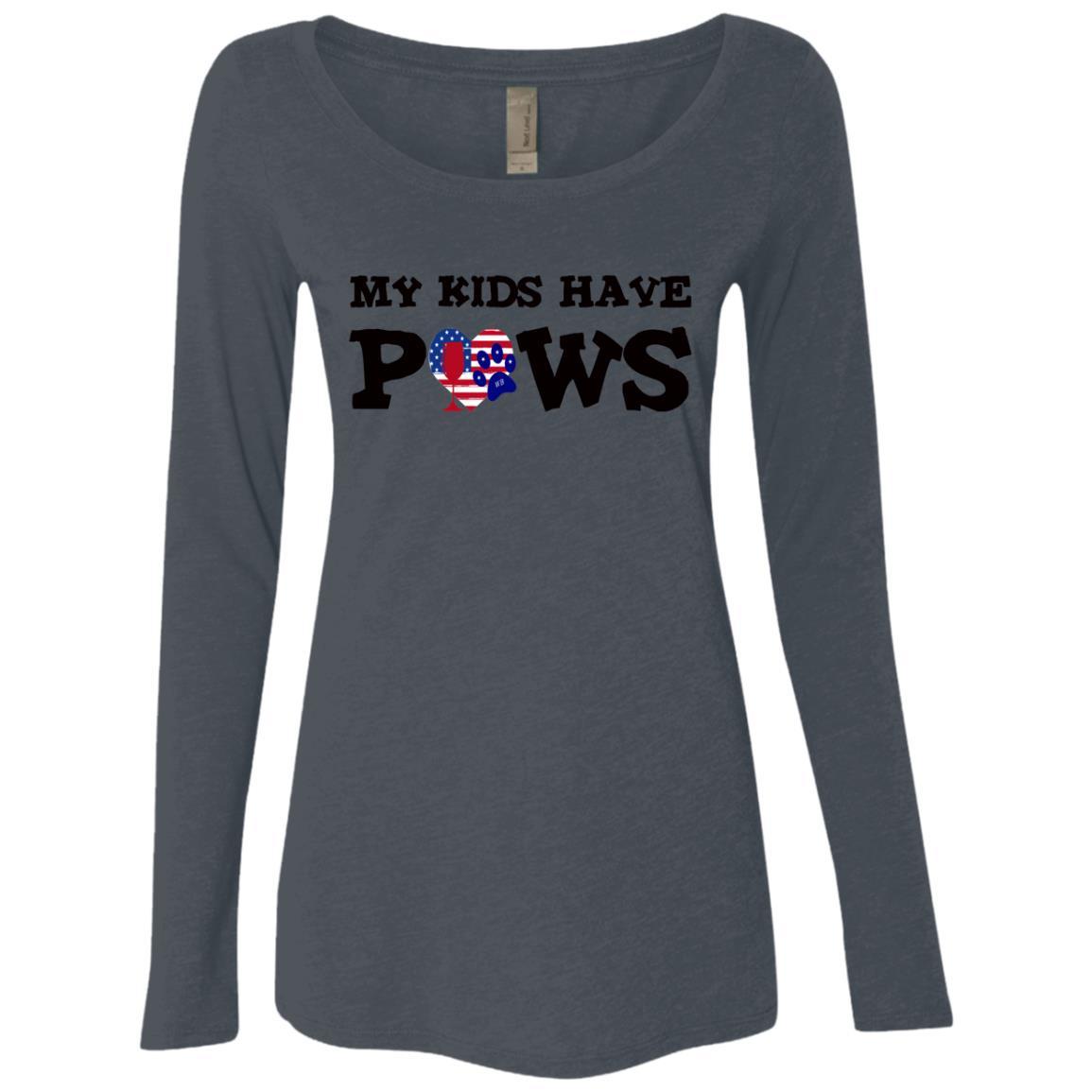 T-Shirts Vintage Navy / S WineyBitches.Co My Kids Have Paws Ladies' Triblend LS Scoop WineyBitchesCo