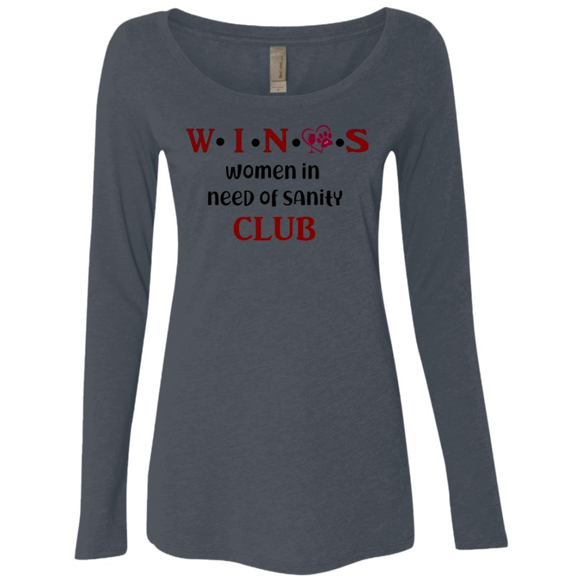 T-Shirts Vintage Navy / S WineyBitches.Co WINOS Club Ladies' Triblend LS Scoop (Burg Lettering) WineyBitchesCo