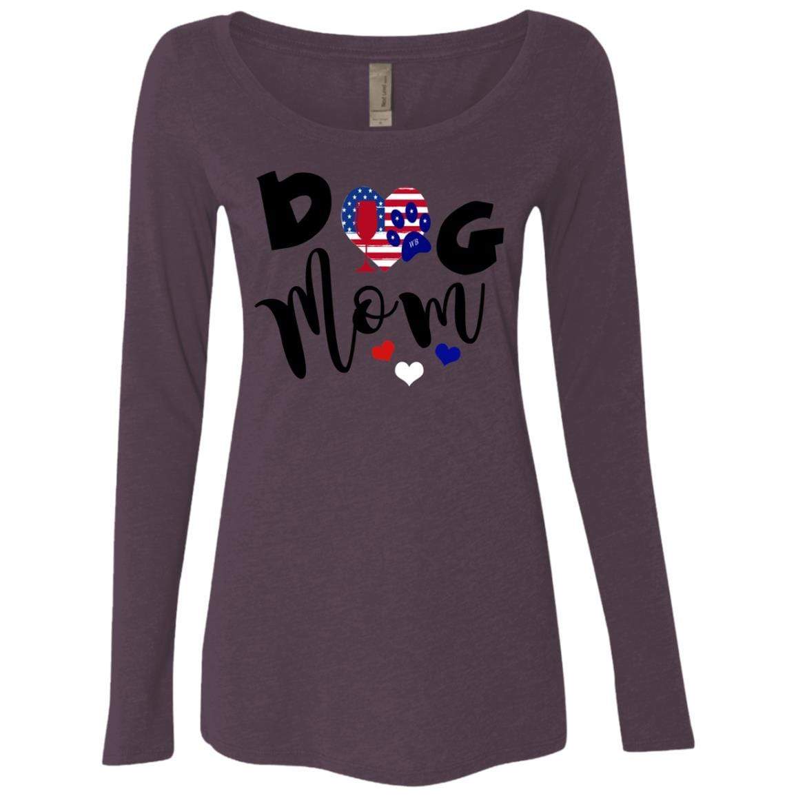 T-Shirts Vintage Purple / S WineyBitches.Co Dog Mom Ladies' Triblend LS Scoop WineyBitchesCo