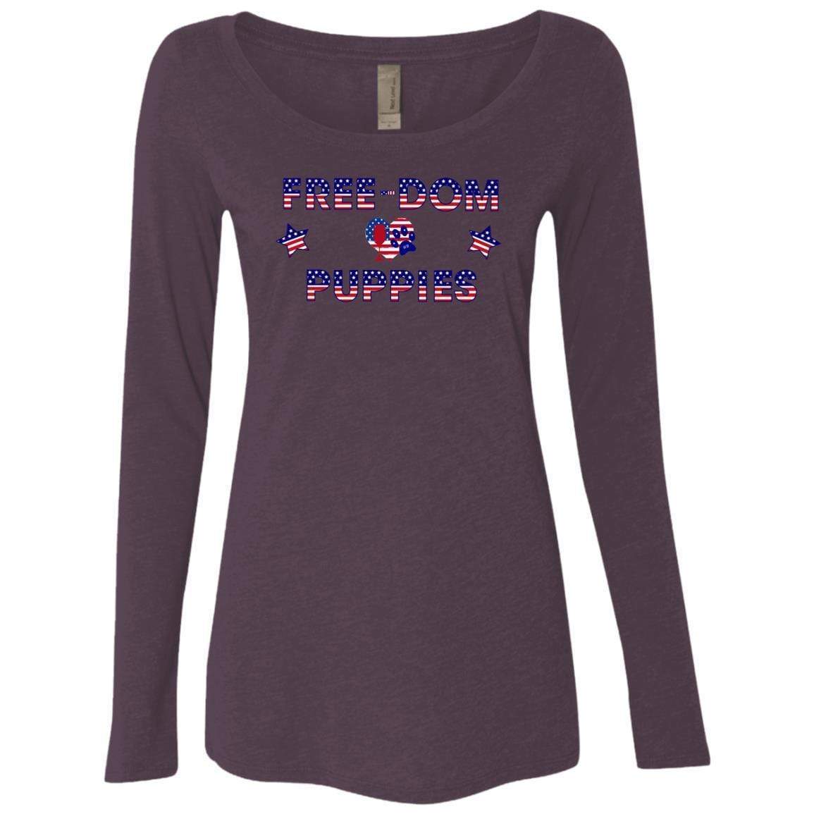 T-Shirts Vintage Purple / S WineyBitches.Co Free-Dom Puppies Ladies' Triblend LS Scoop WineyBitchesCo