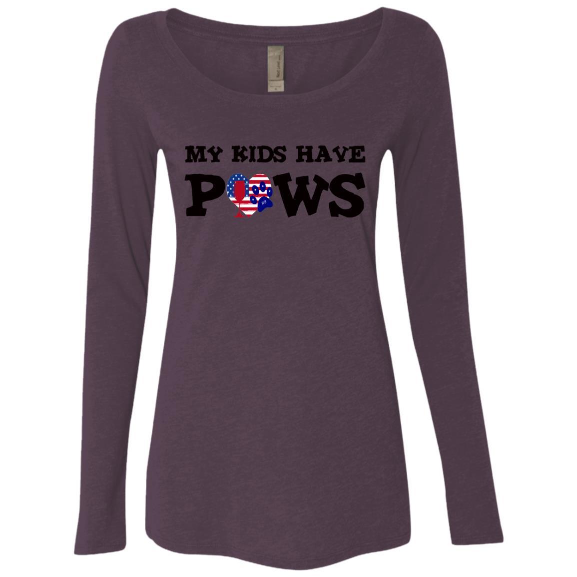 T-Shirts Vintage Purple / S WineyBitches.Co My Kids Have Paws Ladies' Triblend LS Scoop WineyBitchesCo