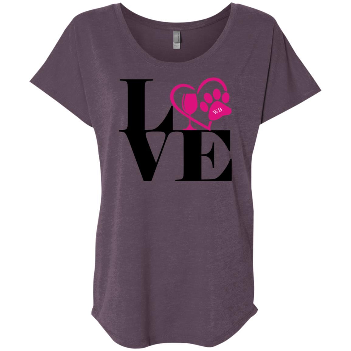 T-Shirts Vintage Purple / X-Small WineyBitches.Co "Love Paw 2" Ladies' Triblend Dolman Sleeve WineyBitchesCo