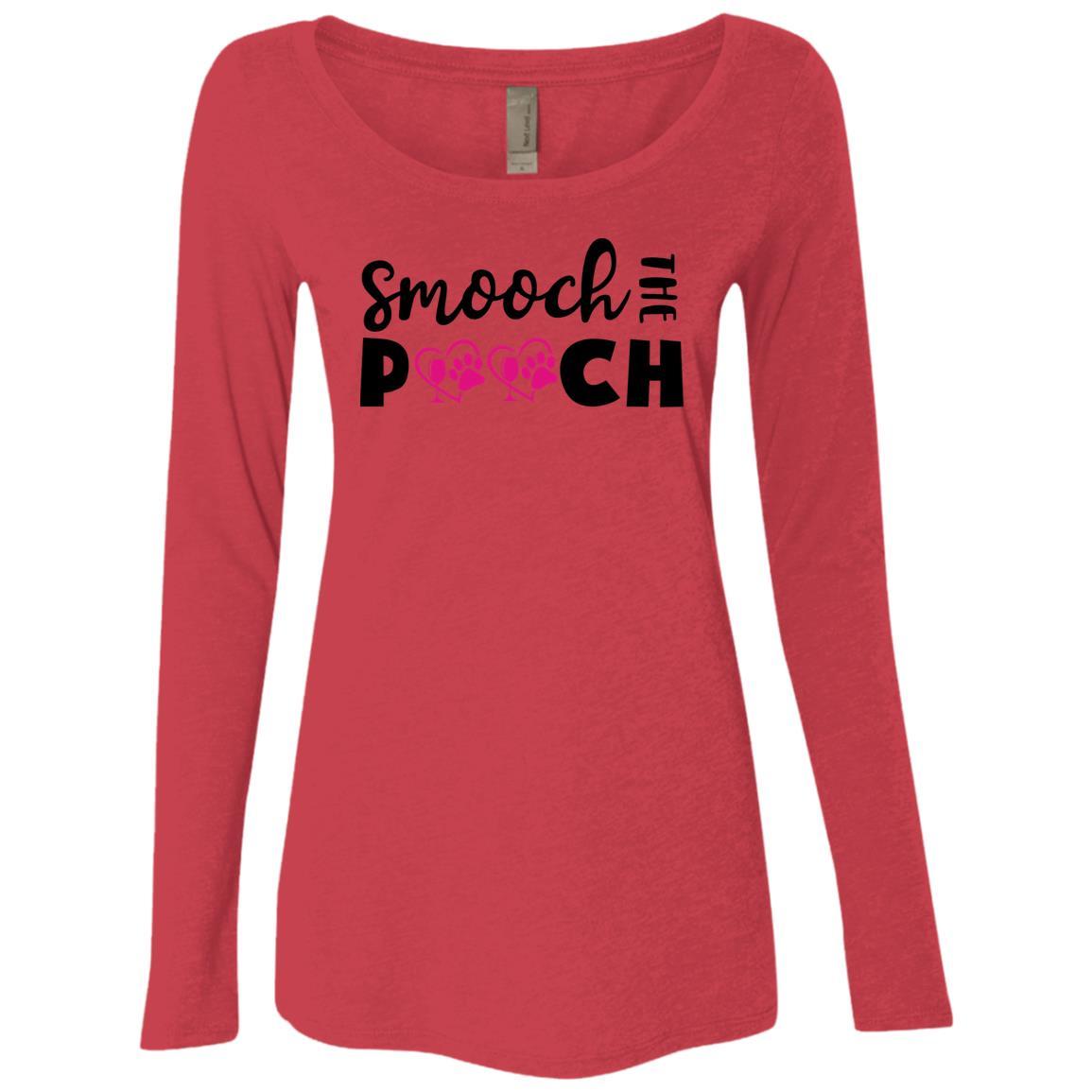 T-Shirts Vintage Red / S Winey Bitches Co "Smooch The Pooch" Ladies' Triblend LS Scoop WineyBitchesCo