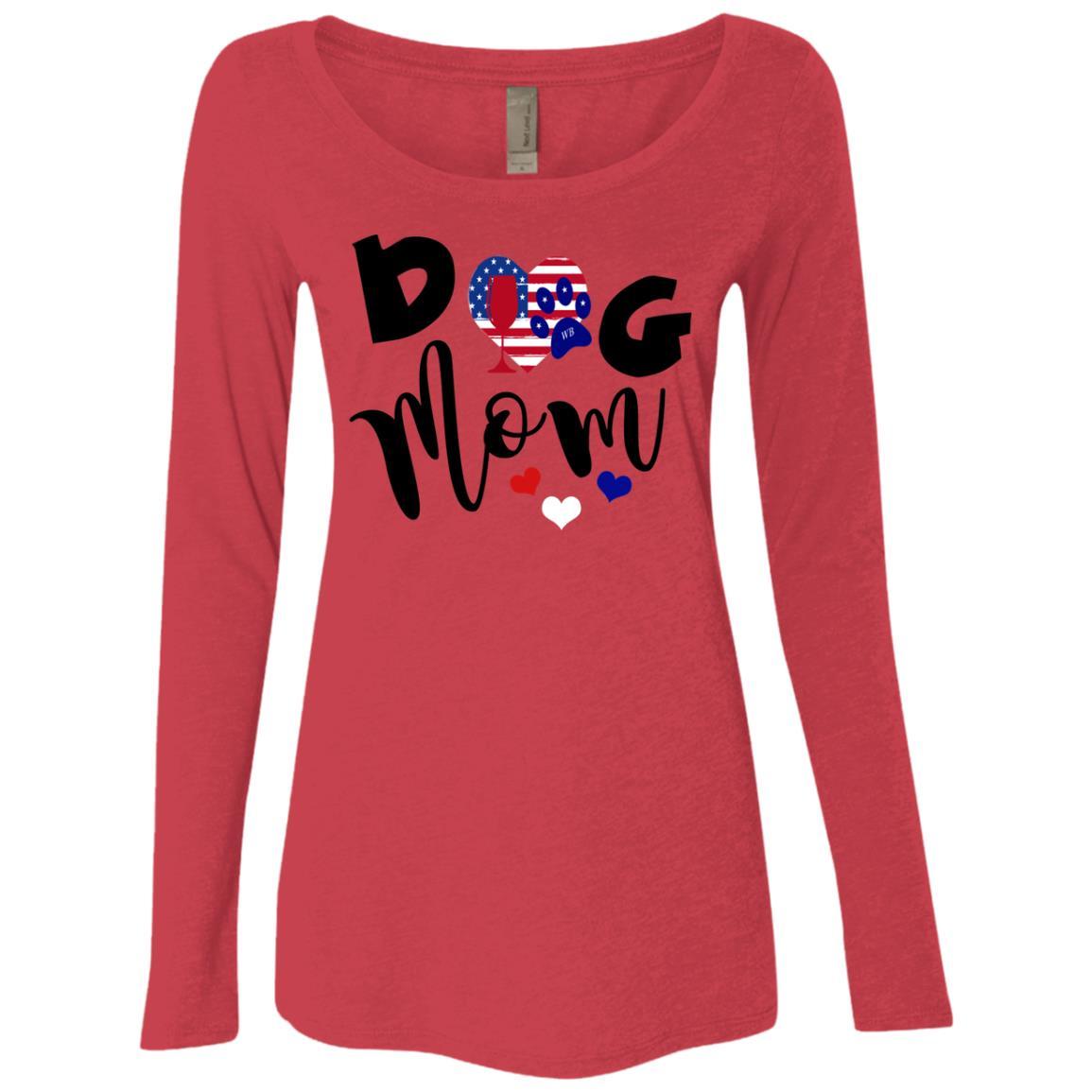 T-Shirts Vintage Red / S WineyBitches.Co Dog Mom Ladies' Triblend LS Scoop WineyBitchesCo