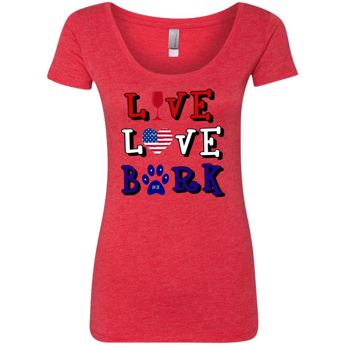 T-Shirts Vintage Red / S WineyBitches.Co "Live Love Bark" RWB Ladies' Triblend Scoop WineyBitchesCo
