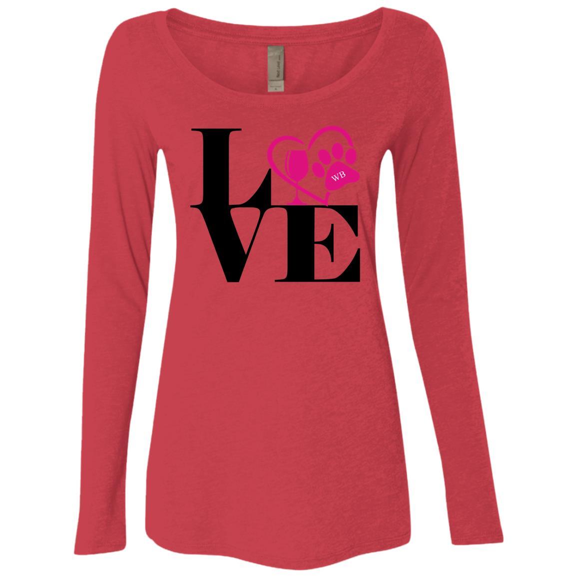 T-Shirts Vintage Red / S WineyBitches.Co "Love Paw 2" Next Level Ladies' Triblend LS Scoop WineyBitchesCo