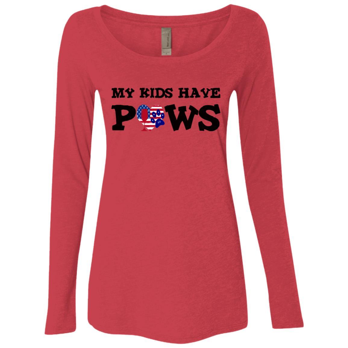 T-Shirts Vintage Red / S WineyBitches.Co My Kids Have Paws Ladies' Triblend LS Scoop WineyBitchesCo