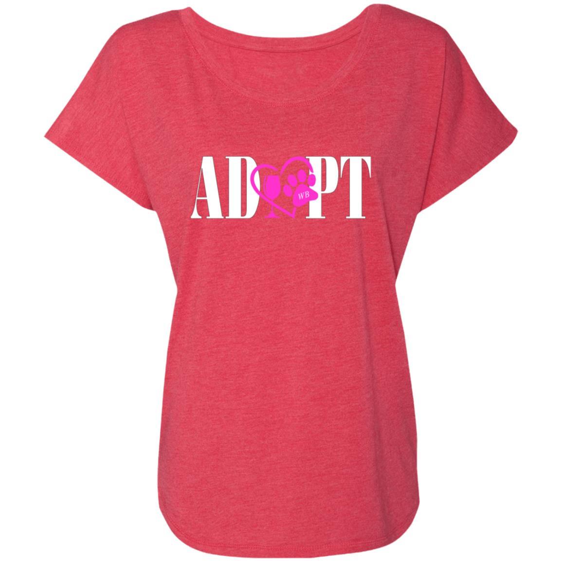 T-Shirts Vintage Red / X-Small WineyBitches.Co “Adopt” Next Level Ladies' Triblend Dolman Sleeve- Pink Heart-Wht Lettering WineyBitchesCo