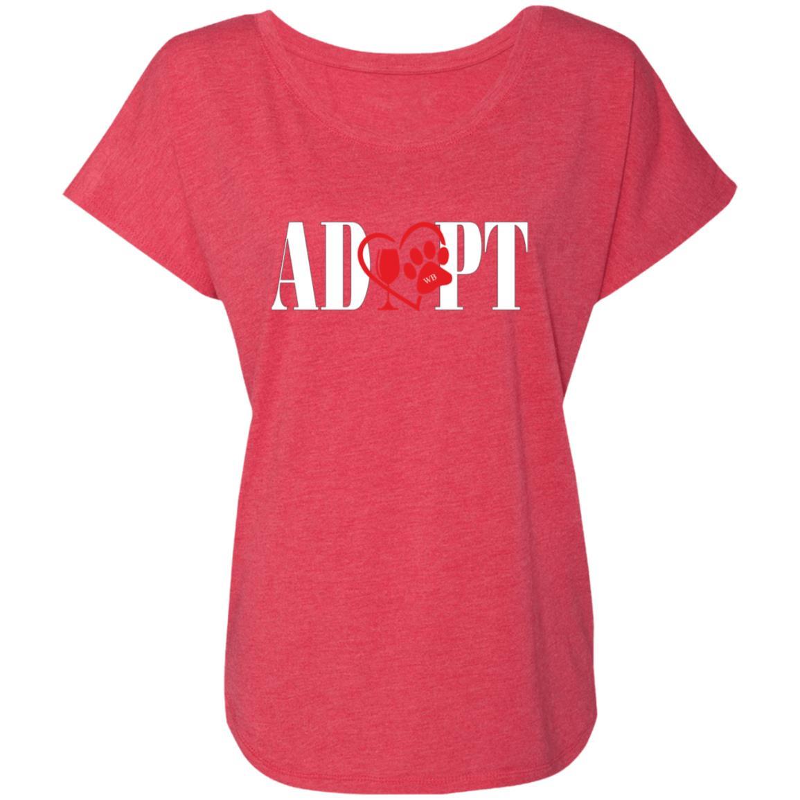 T-Shirts Vintage Red / X-Small WineyBitches.Co “Adopt” Next Level Ladies' Triblend Dolman Sleeve- Red Heart-Wht Lettering WineyBitchesCo