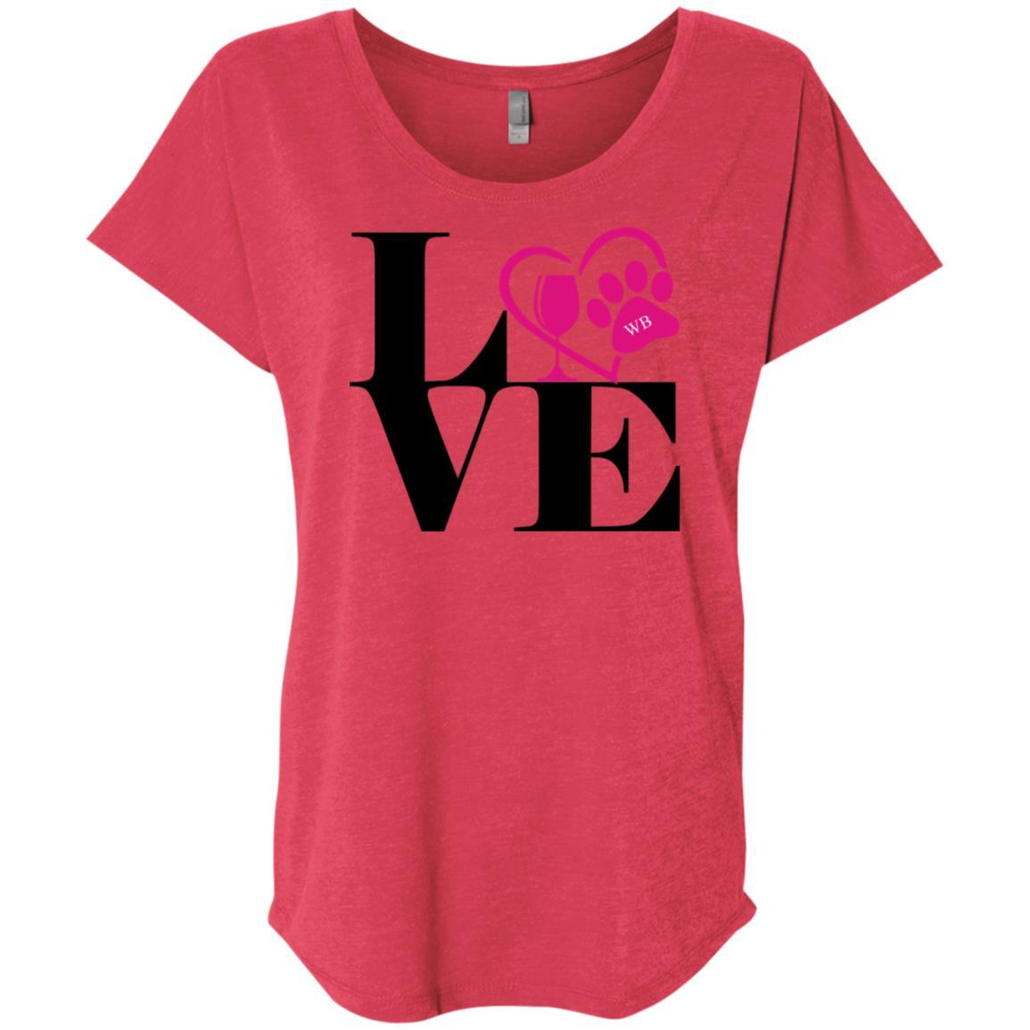 T-Shirts Vintage Red / X-Small WineyBitches.Co "Love Paw 2" Ladies' Triblend Dolman Sleeve WineyBitchesCo