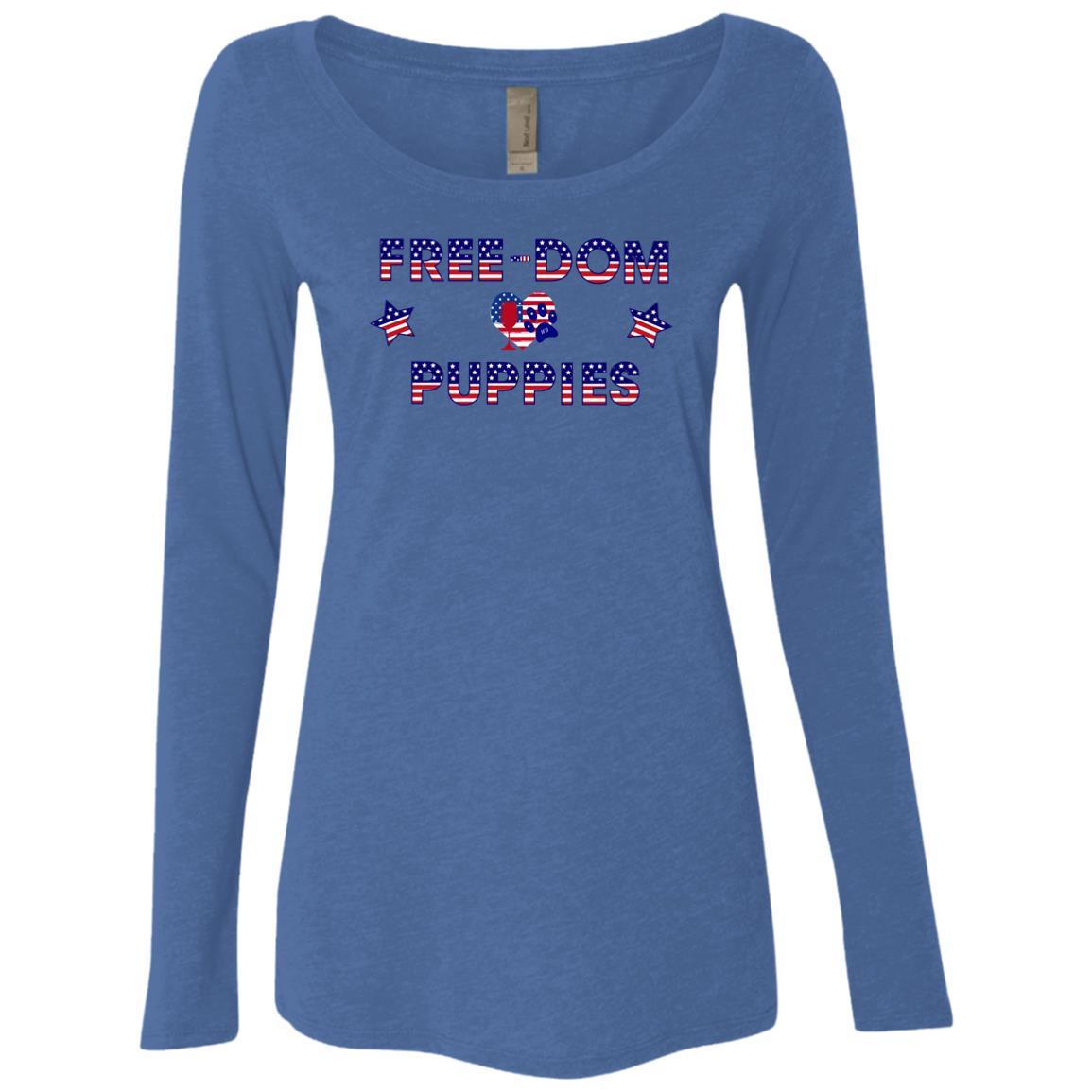 T-Shirts Vintage Royal / S WineyBitches.Co Free-Dom Puppies Ladies' Triblend LS Scoop WineyBitchesCo