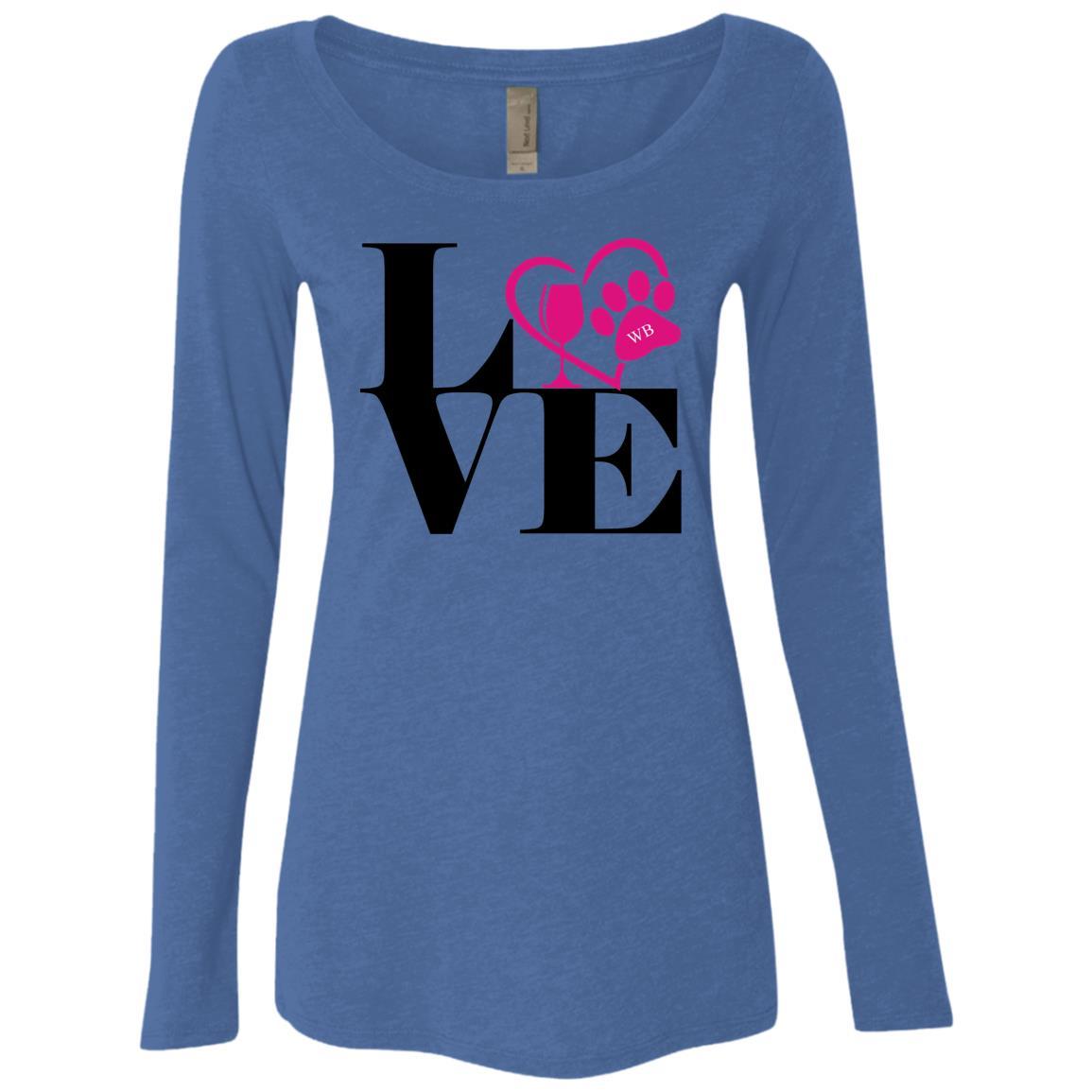 T-Shirts Vintage Royal / S WineyBitches.Co "Love Paw 2" Next Level Ladies' Triblend LS Scoop WineyBitchesCo