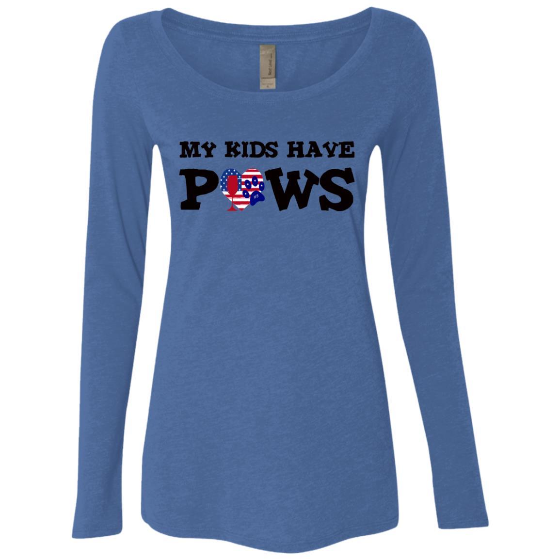 T-Shirts Vintage Royal / S WineyBitches.Co My Kids Have Paws Ladies' Triblend LS Scoop WineyBitchesCo