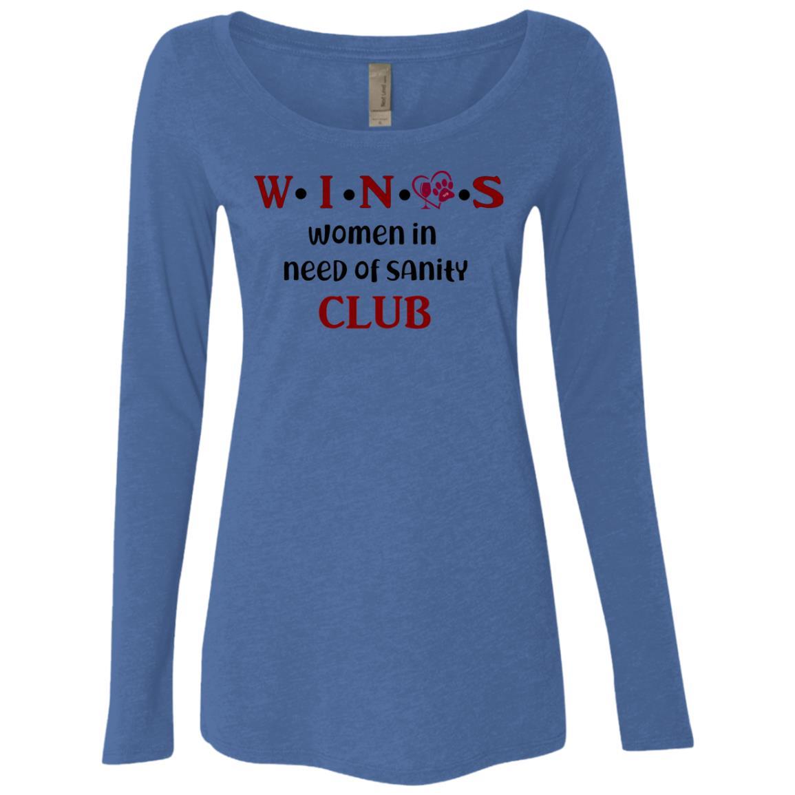 T-Shirts Vintage Royal / S WineyBitches.Co WINOS Club Ladies' Triblend LS Scoop (Burg Lettering) WineyBitchesCo