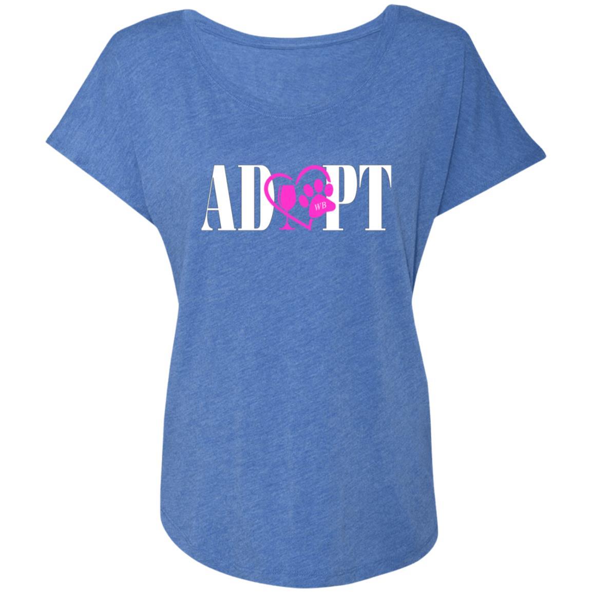 T-Shirts Vintage Royal / X-Small WineyBitches.Co “Adopt” Next Level Ladies' Triblend Dolman Sleeve- Pink Heart-Wht Lettering WineyBitchesCo