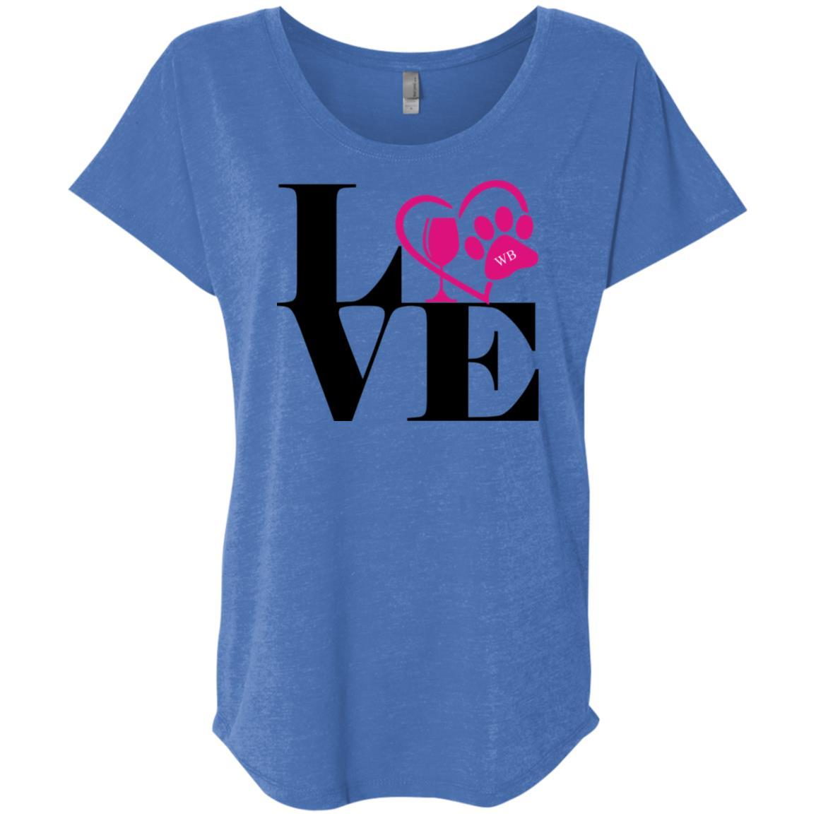 T-Shirts Vintage Royal / X-Small WineyBitches.Co "Love Paw 2" Ladies' Triblend Dolman Sleeve WineyBitchesCo