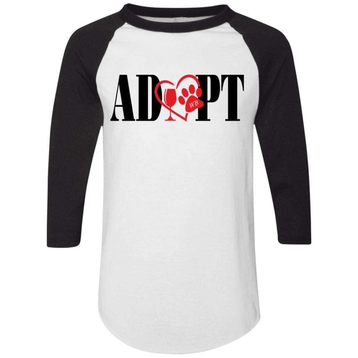 T-Shirts White/Black / S Winey Bitches Co "Adopt" Augusta Colorblock Raglan Jersey WineyBitchesCo