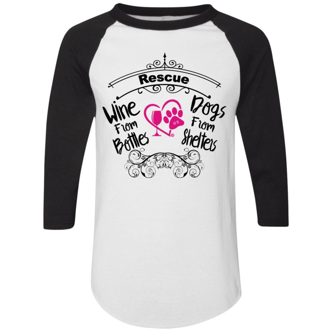 T-Shirts White/Black / S Winey Bitches Co "I Rescue Wine From Bottles & Dog From Shelters" Colorblock Raglan Jersey WineyBitchesCo