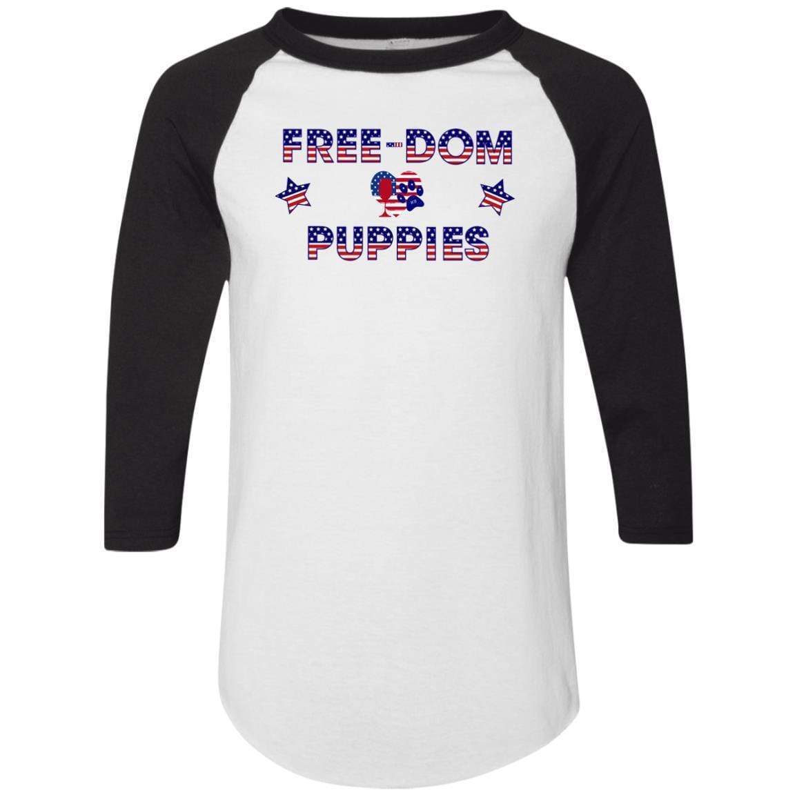 T-Shirts White/Black / S WineyBitches.Co Free-Dom Puppies Colorblock Raglan Jersey WineyBitchesCo