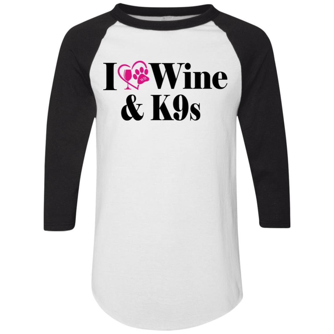 T-Shirts White/Black / S WineyBitches.Co "I Love Wine and K9s" Colorblock Raglan Jersey WineyBitchesCo