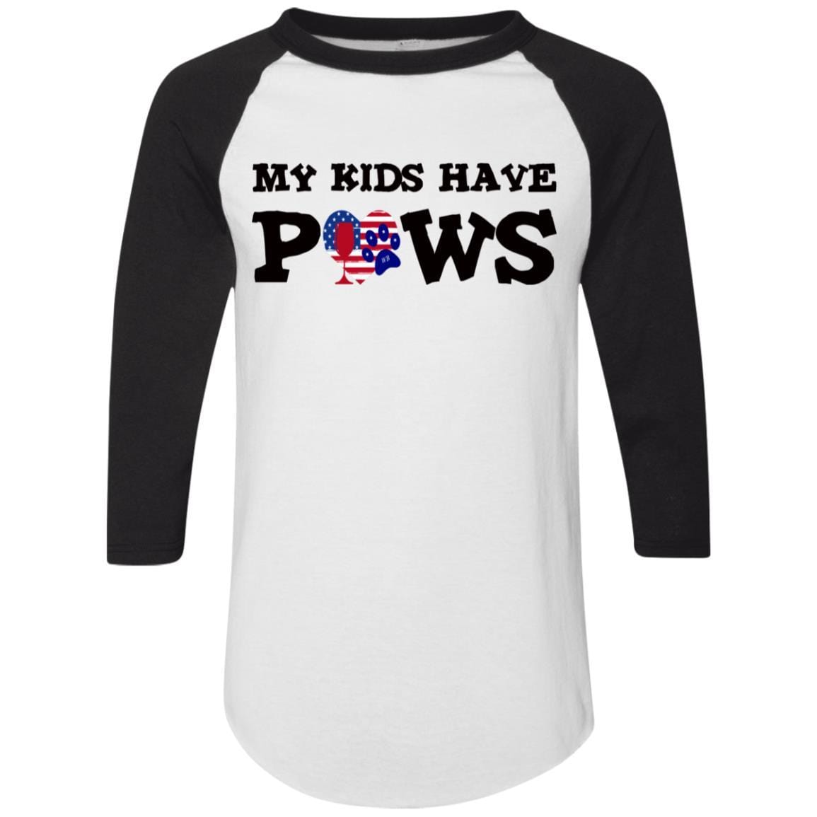 T-Shirts White/Black / S WineyBitches.Co My Kids Have Paws Colorblock Raglan Jersey WineyBitchesCo