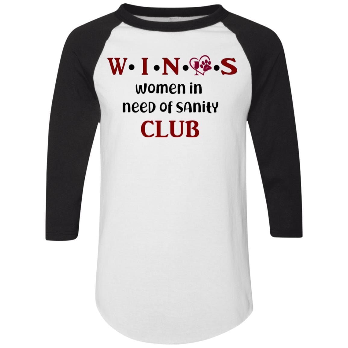 T-Shirts White/Black / S WineyBitches.Co WINOS Club Colorblock Raglan Jersey (Burg Lettering) WineyBitchesCo