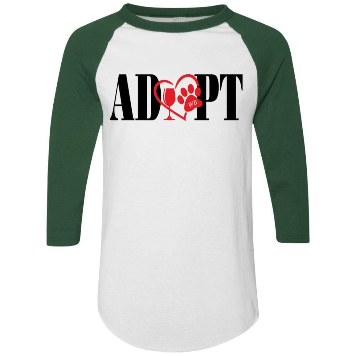 T-Shirts White/Dark Green / S Winey Bitches Co "Adopt" Augusta Colorblock Raglan Jersey WineyBitchesCo