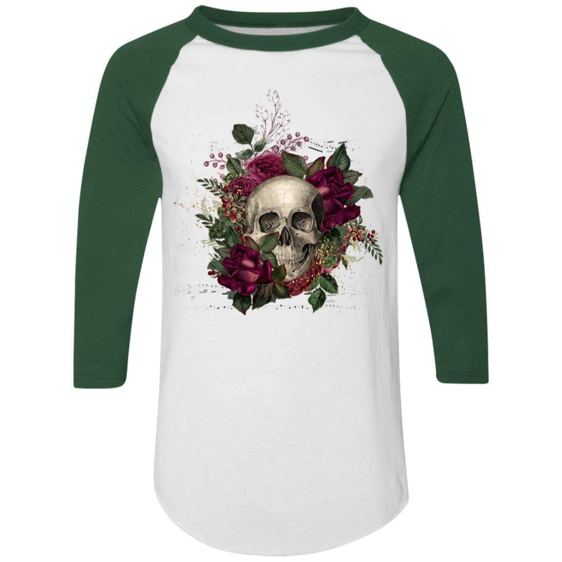 T-Shirts White/Dark Green / S Winey Bitches Co Skull Design #2 Colorblock Raglan Jersey WineyBitchesCo