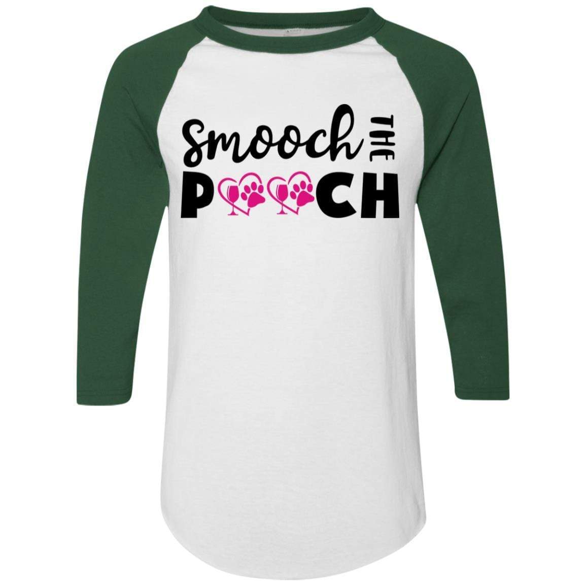 T-Shirts White/Dark Green / S Winey Bitches Co "Smooch The Pooch" Colorblock Raglan Jersey WineyBitchesCo