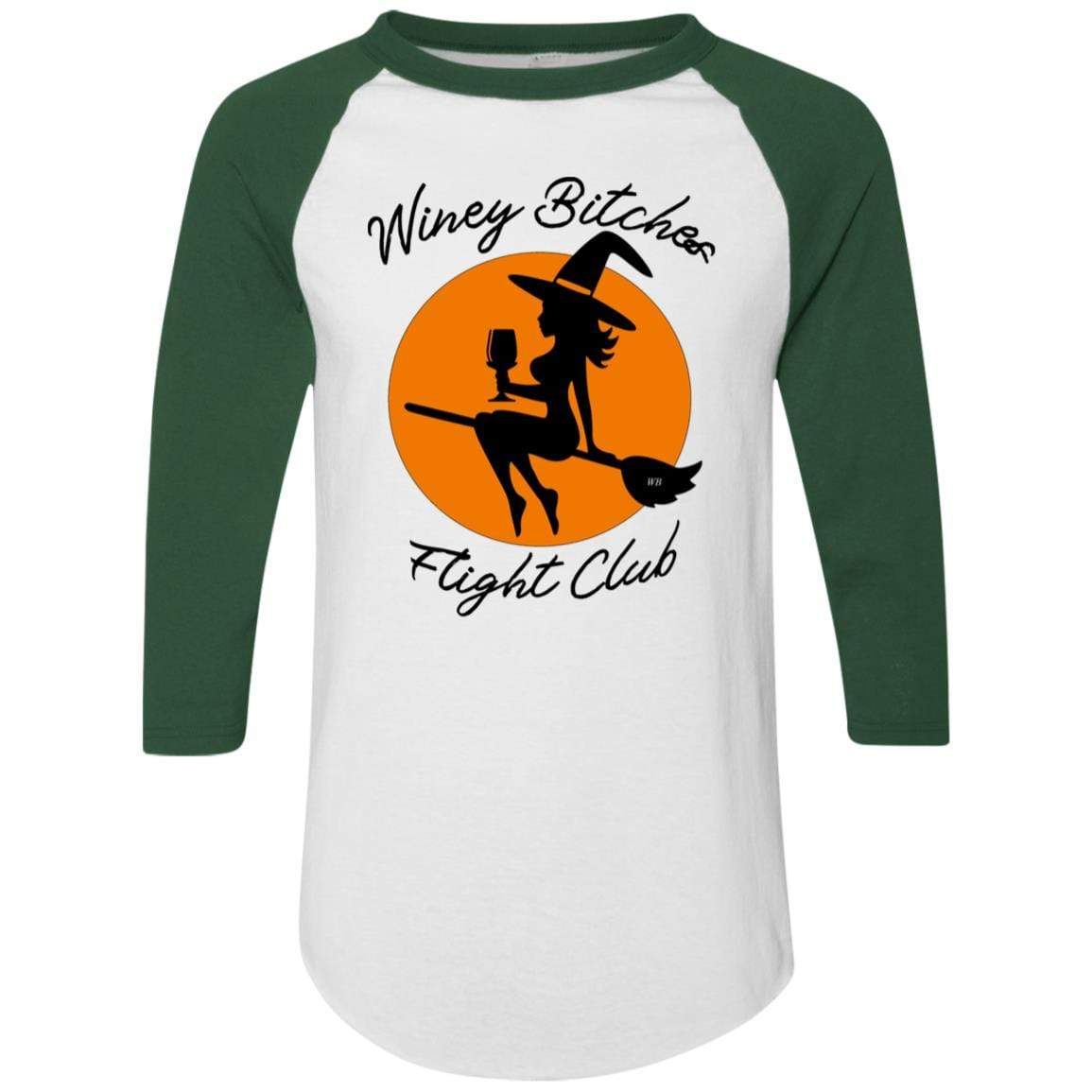 T-Shirts White/Dark Green / S WineyBitches.Co "Winey Bitches Flight Club" Colorblock Raglan Jersey WineyBitchesCo