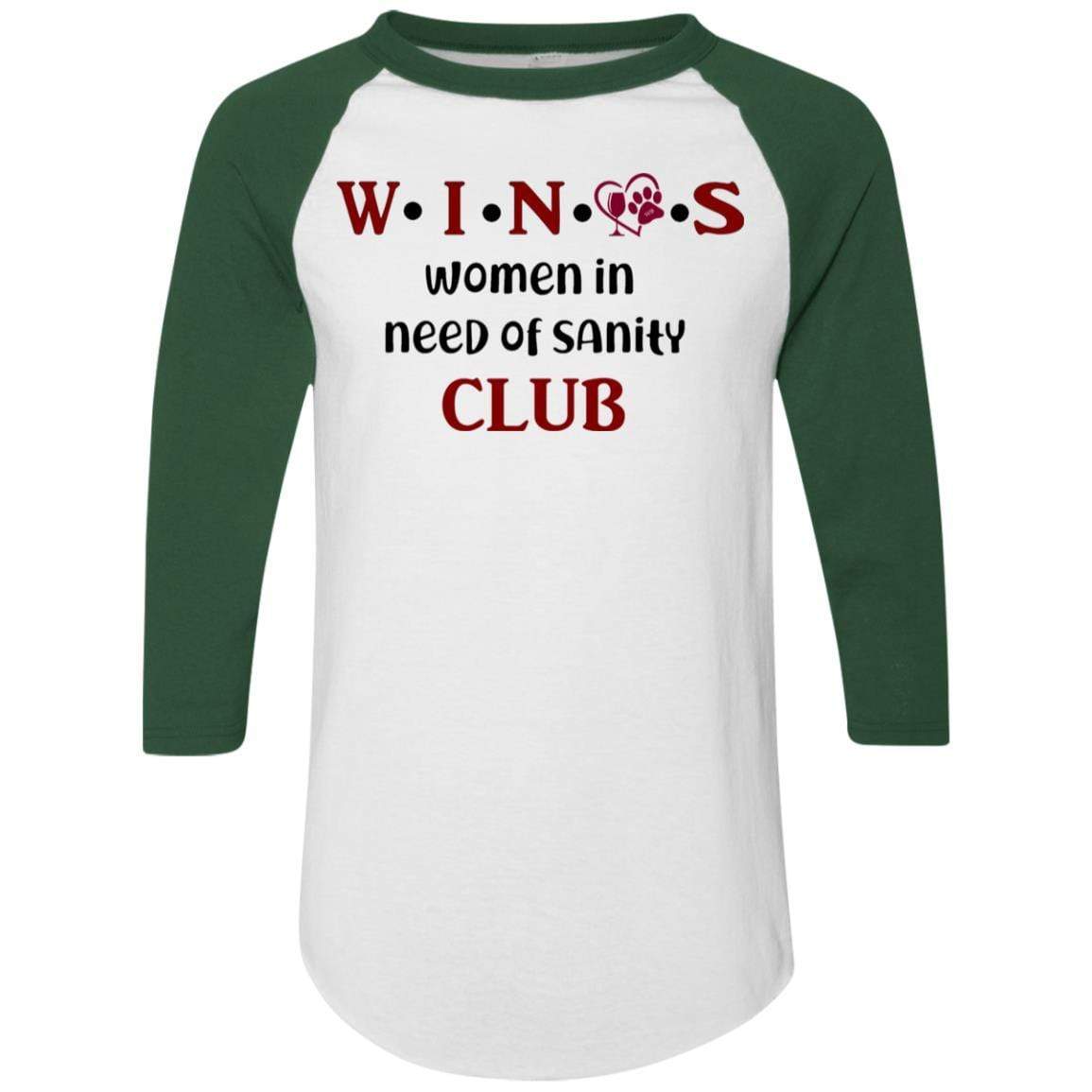 T-Shirts White/Dark Green / S WineyBitches.Co WINOS Club Colorblock Raglan Jersey (Burg Lettering) WineyBitchesCo