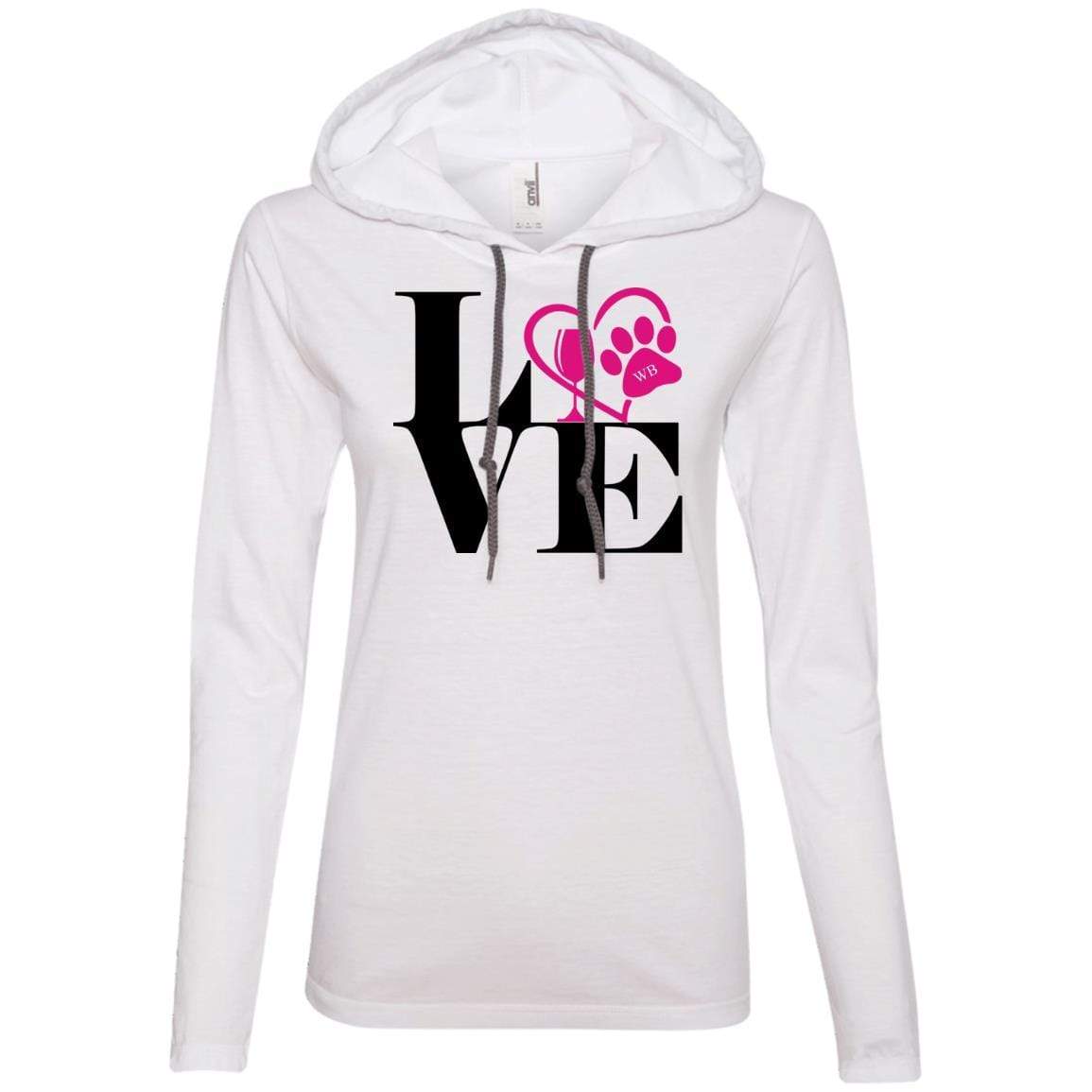 T-Shirts White/Dark Grey / S WineyBitches.Co "Love Paw 2" Ladies' LS T-Shirt Hoodie WineyBitchesCo