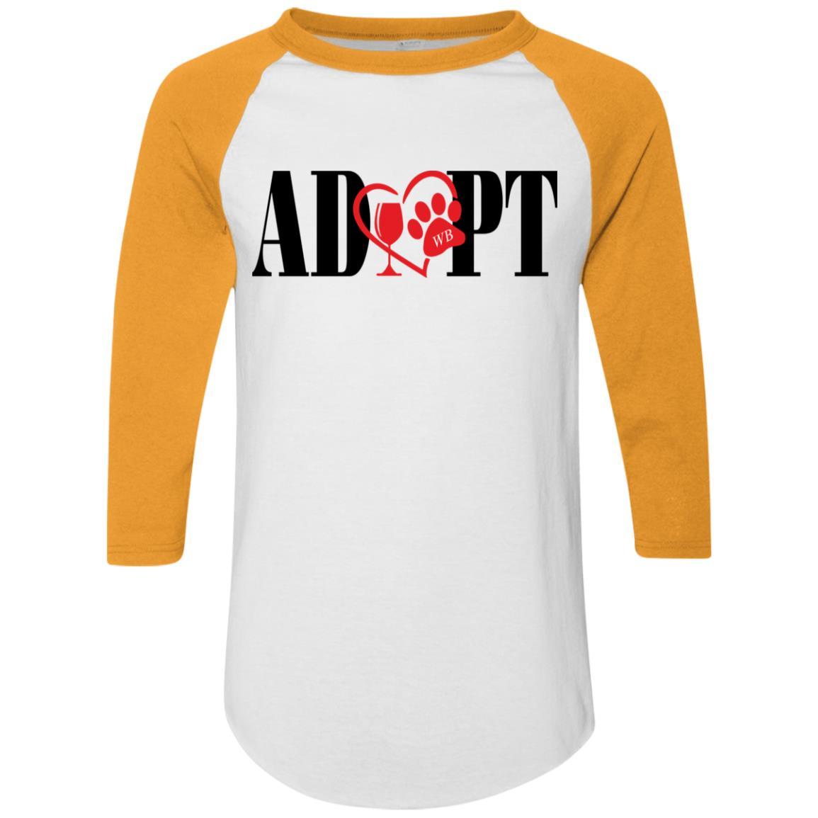T-Shirts White/Gold / S Winey Bitches Co "Adopt" Augusta Colorblock Raglan Jersey WineyBitchesCo