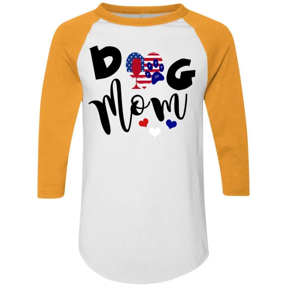 T-Shirts White/Gold / S WineyBitches.Co Dog Mom Colorblock Raglan Jersey WineyBitchesCo