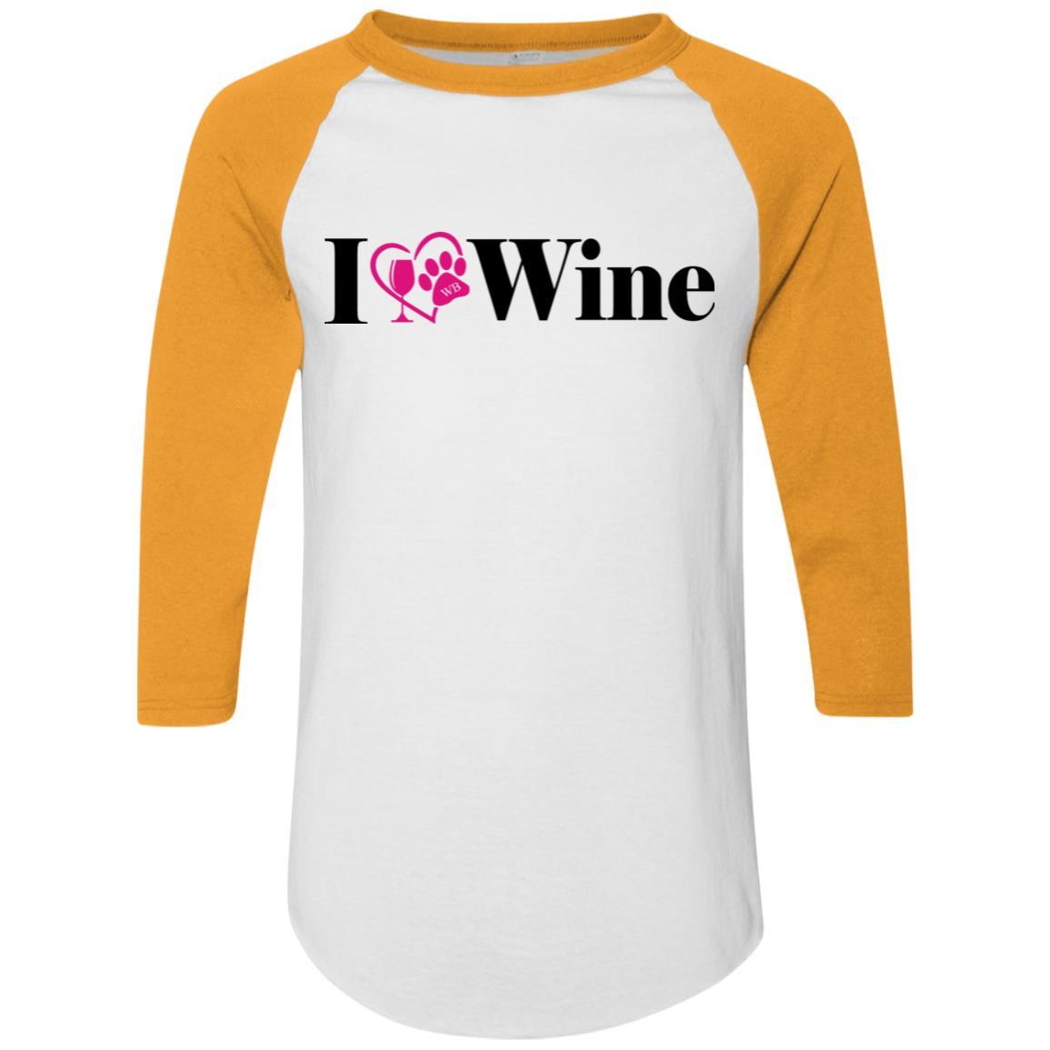 T-Shirts White/Gold / S WineyBitches.Co "I Love Wine" Augusta Colorblock Raglan Jersey WineyBitchesCo
