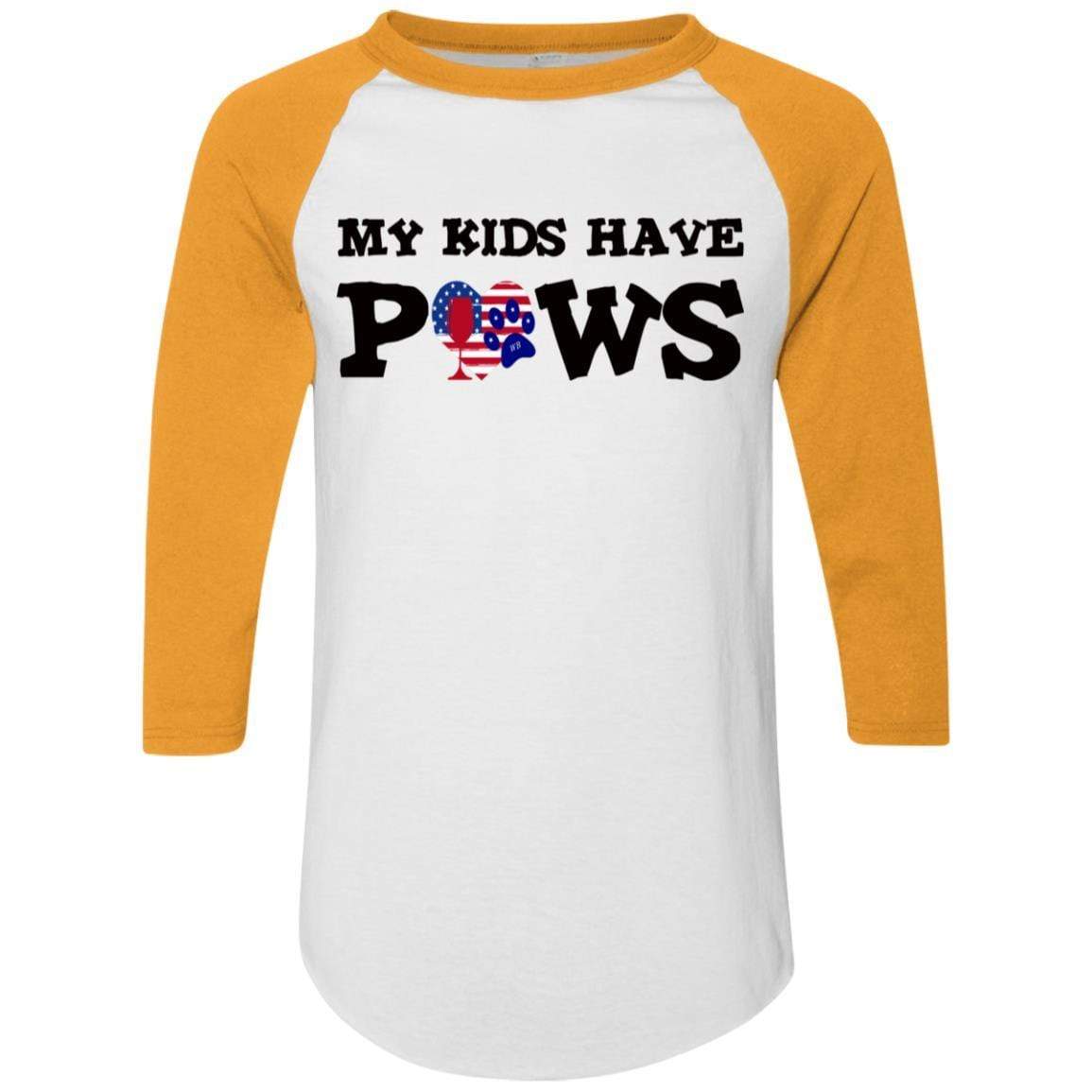 T-Shirts White/Gold / S WineyBitches.Co My Kids Have Paws Colorblock Raglan Jersey WineyBitchesCo