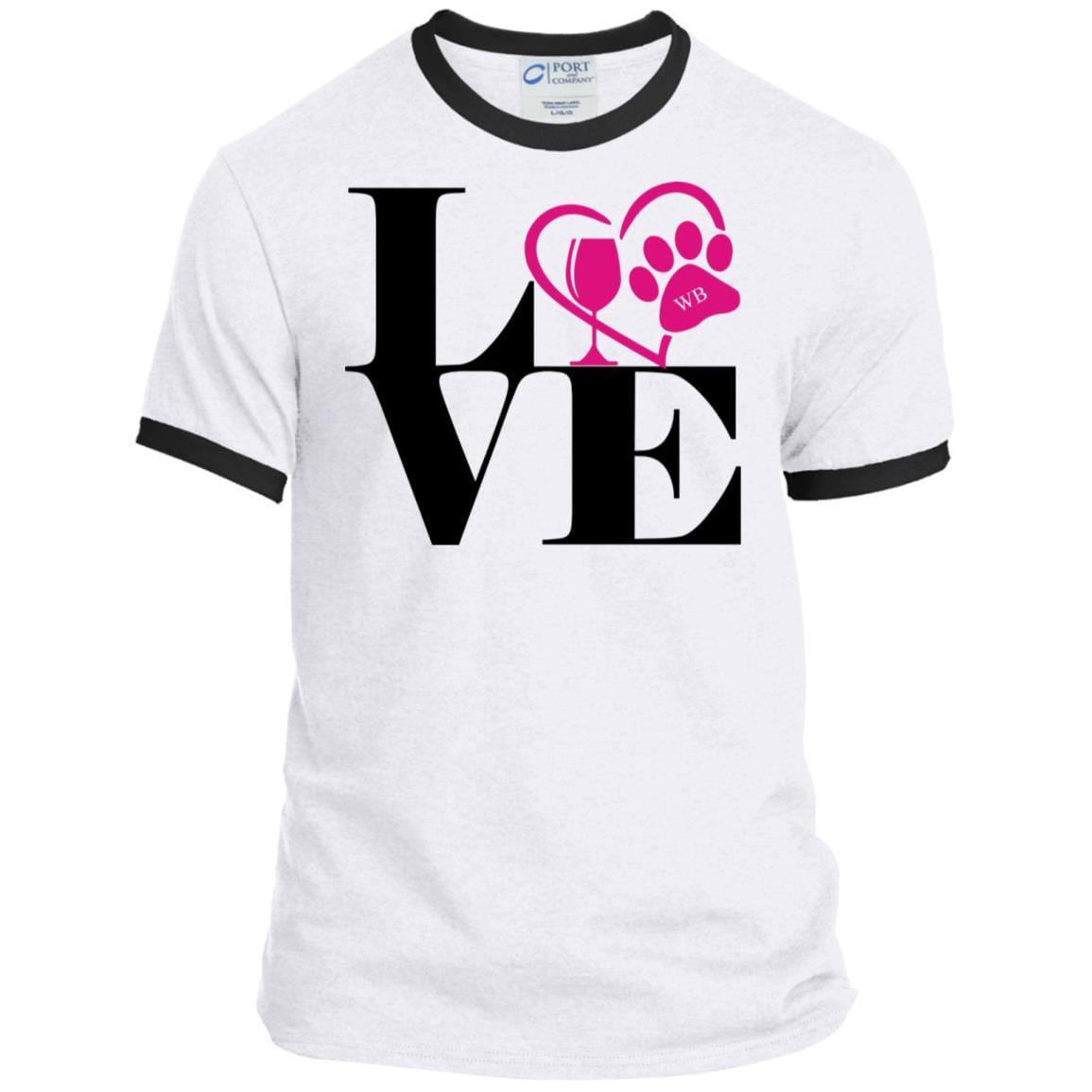T-Shirts White/Jet Black / S WineyBitches.Co "Love Paw 2" Port & Co. Ringer Tee WineyBitchesCo