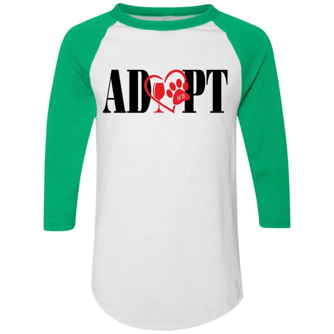 T-Shirts White/Kelly / S Winey Bitches Co "Adopt" Augusta Colorblock Raglan Jersey WineyBitchesCo