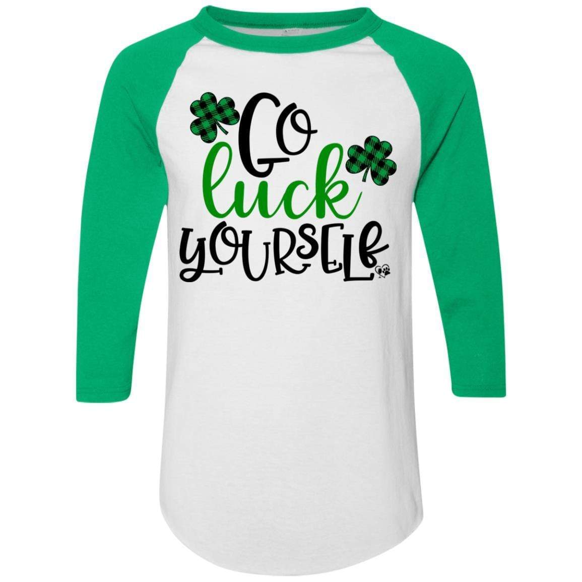 T-Shirts White/Kelly / S Winey Bitches Co Colorblock Raglan Jersey WineyBitchesCo
