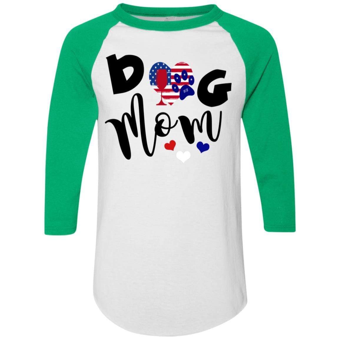 T-Shirts White/Kelly / S WineyBitches.Co Dog Mom Colorblock Raglan Jersey WineyBitchesCo