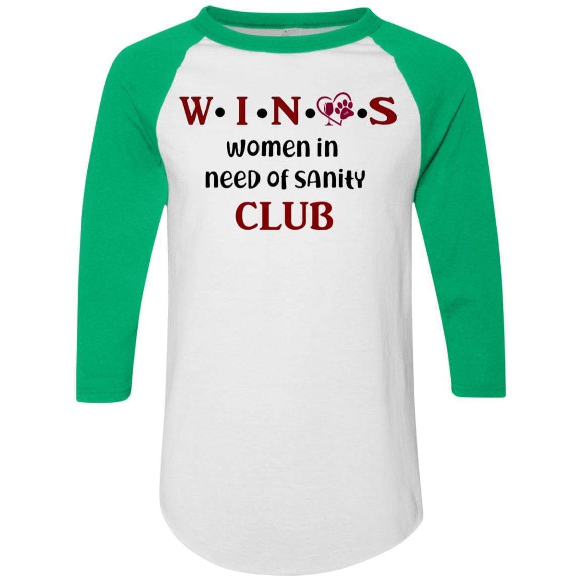 T-Shirts White/Kelly / S WineyBitches.Co WINOS Club Colorblock Raglan Jersey (Burg Lettering) WineyBitchesCo
