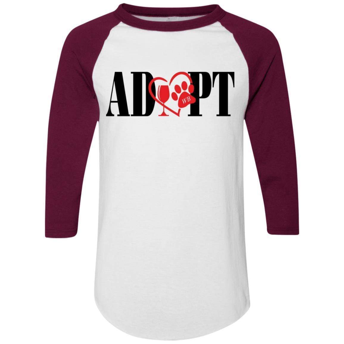 T-Shirts White/Maroon / S Winey Bitches Co "Adopt" Augusta Colorblock Raglan Jersey WineyBitchesCo